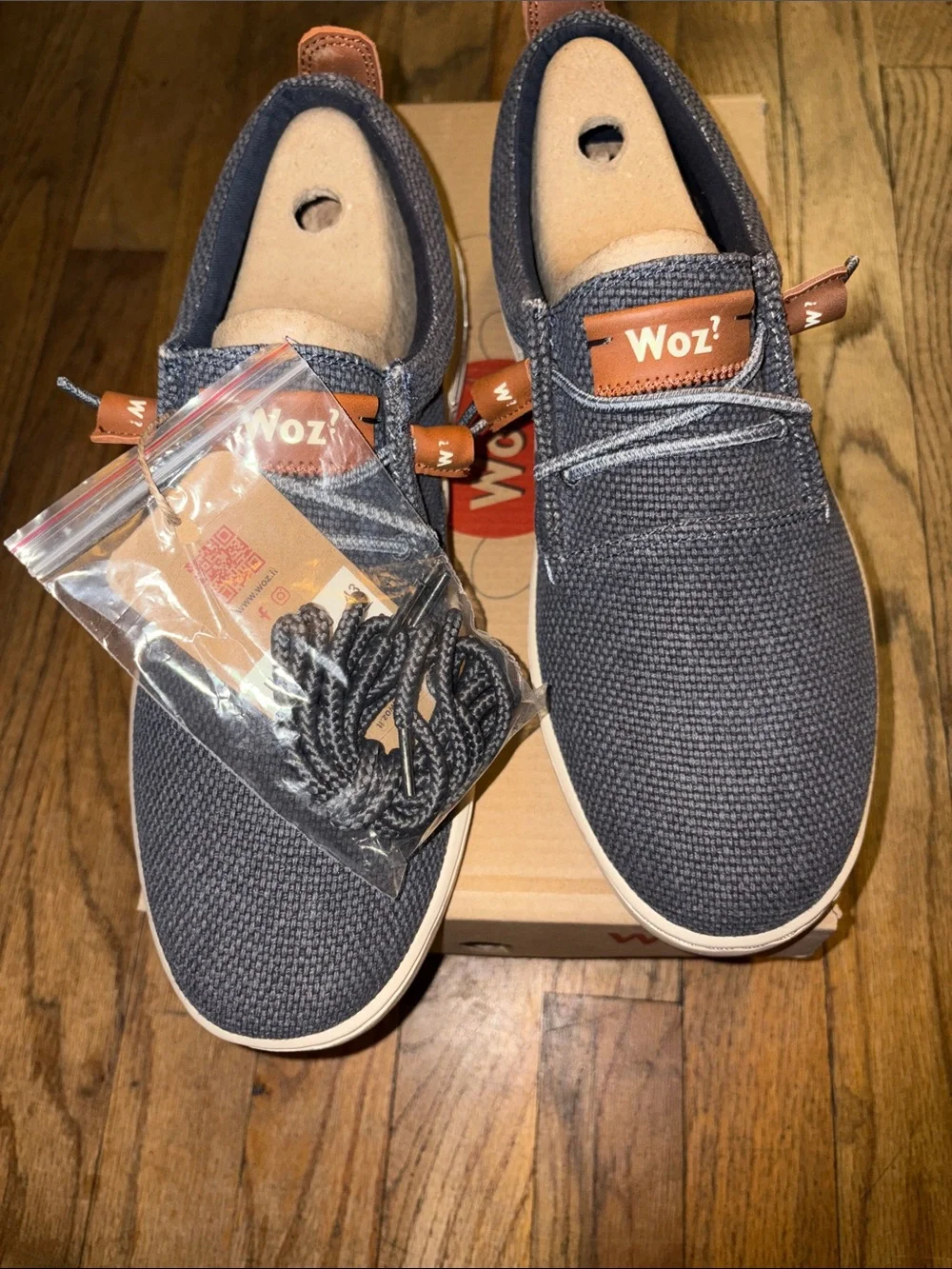 WOZ? Casual Men's Navy Knit denim Sneakers